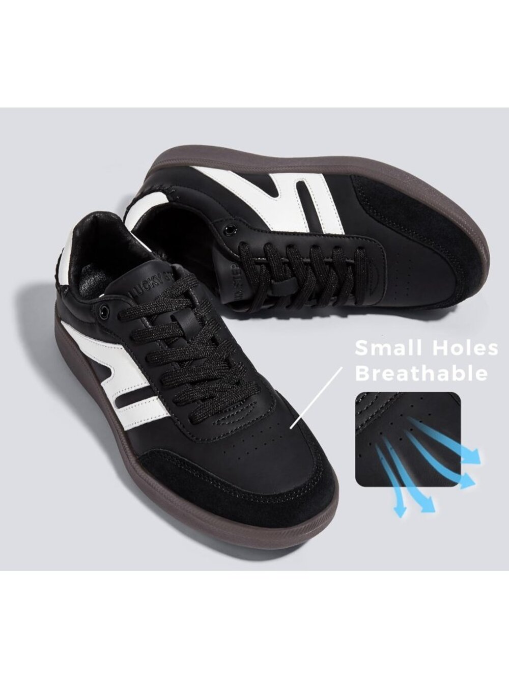 Women Black Leather Retro Gum Sole Leather Sneakers Anti Slip Walking Shoes - Picture 6 of 6